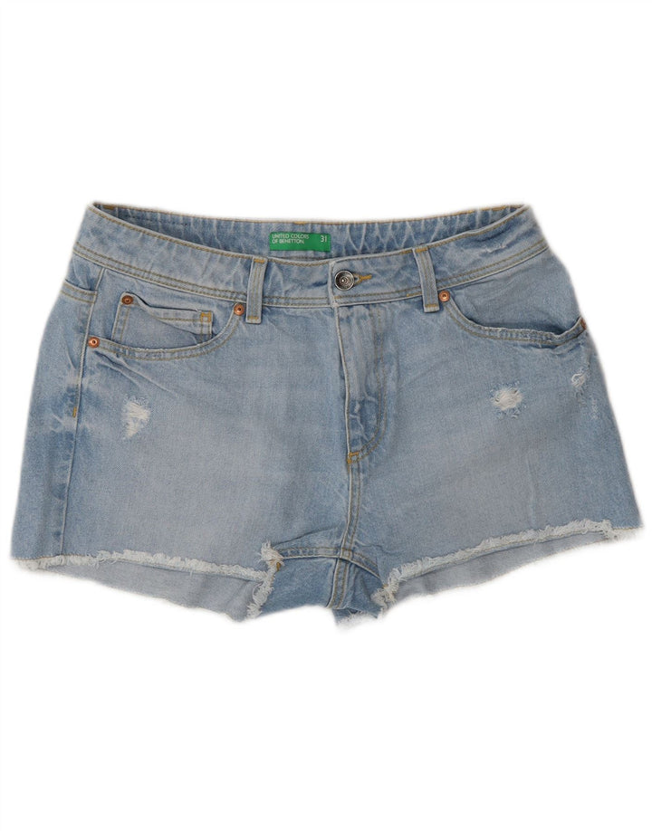 Benetton Shorts Vaqueros Desgastados W31 Algodón Azul Medio