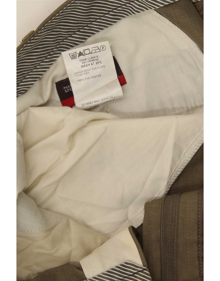 Marks & Spencer Pantalón de traje recto para hombre W38 L33 Poliéster beige