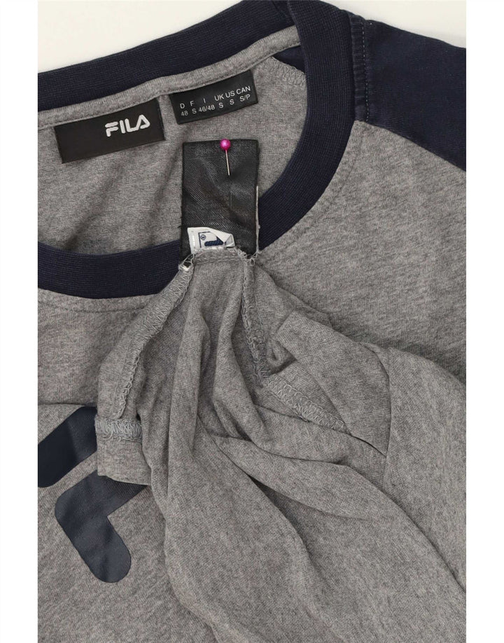 Fila Hombre Graphic Top Manga Larga Pequeño Gris Colorblock Algodón