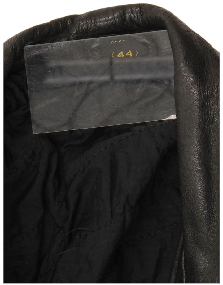 Chaqueta biker de cuero vintage para hombre IT 44 XS Negro
