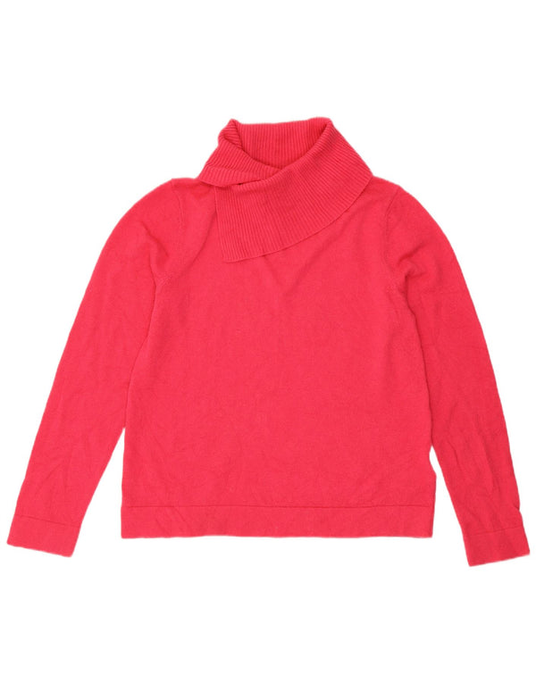 Hobbs Jersey de cuello vuelto para mujer UK 10 Small Pink Merino Wool