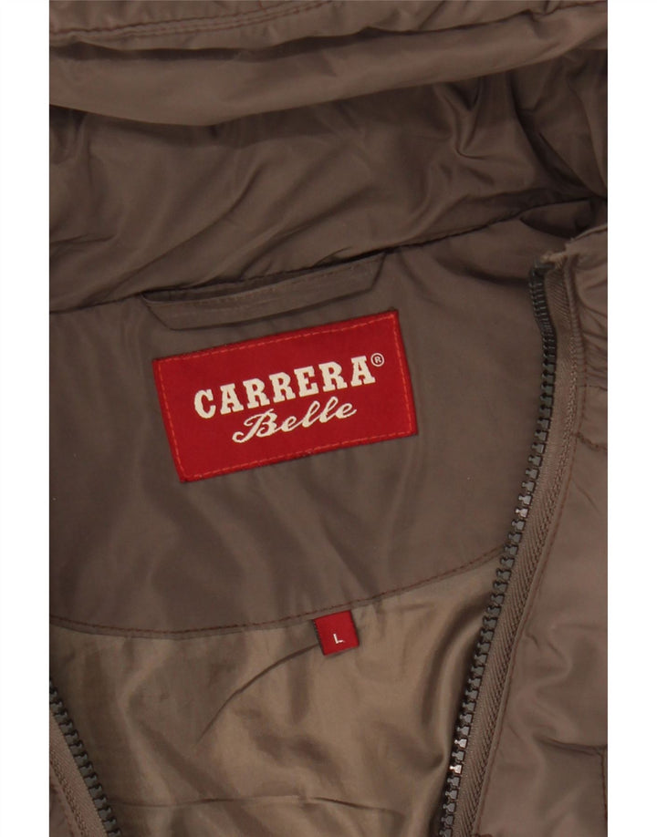 Carrera Chaqueta Acolchada con Capucha para Mujer UK 14 Large Brown