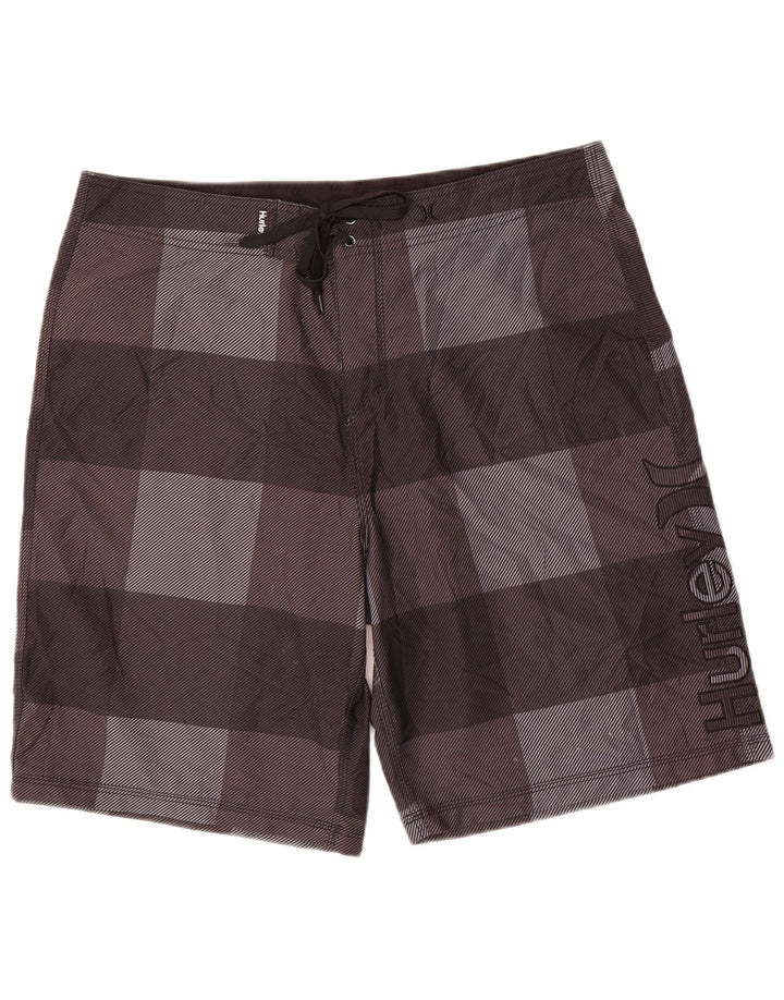 Hurley Shorts De Baño Gráficos Para Hombre Poliéster A Cuadros Gris Grande