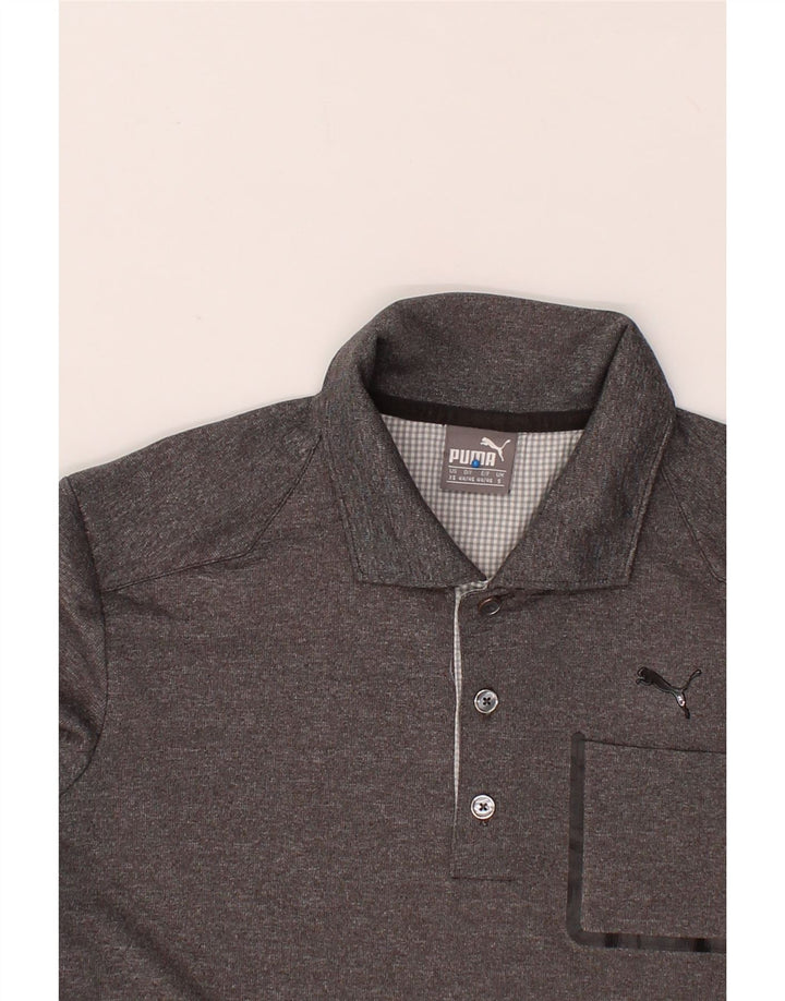 PUMA Mens Long Sleeve Polo Shirt Small Grey Polyester Vintage Puma and Second-Hand Puma from Messina Hembry 