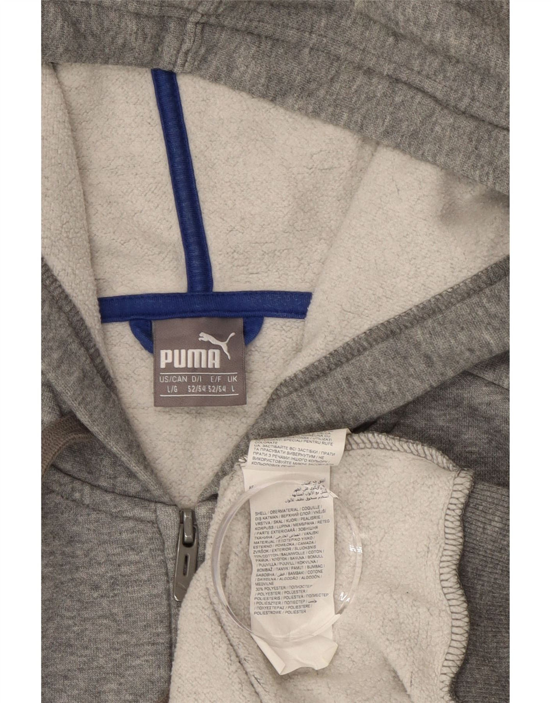 PUMA Suéter con capucha y cremallera gráfica para hombre Algodón gris grande