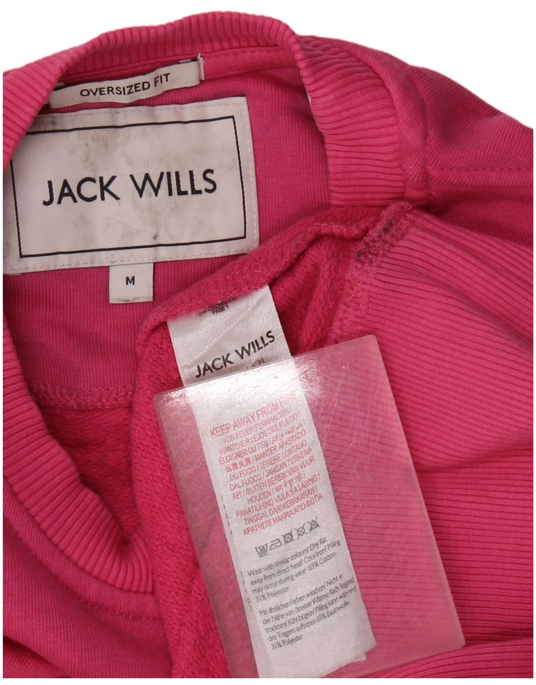 JACK WILLS Sudadera extragrande para mujer Jersey UK 14 Algodón rosa medio