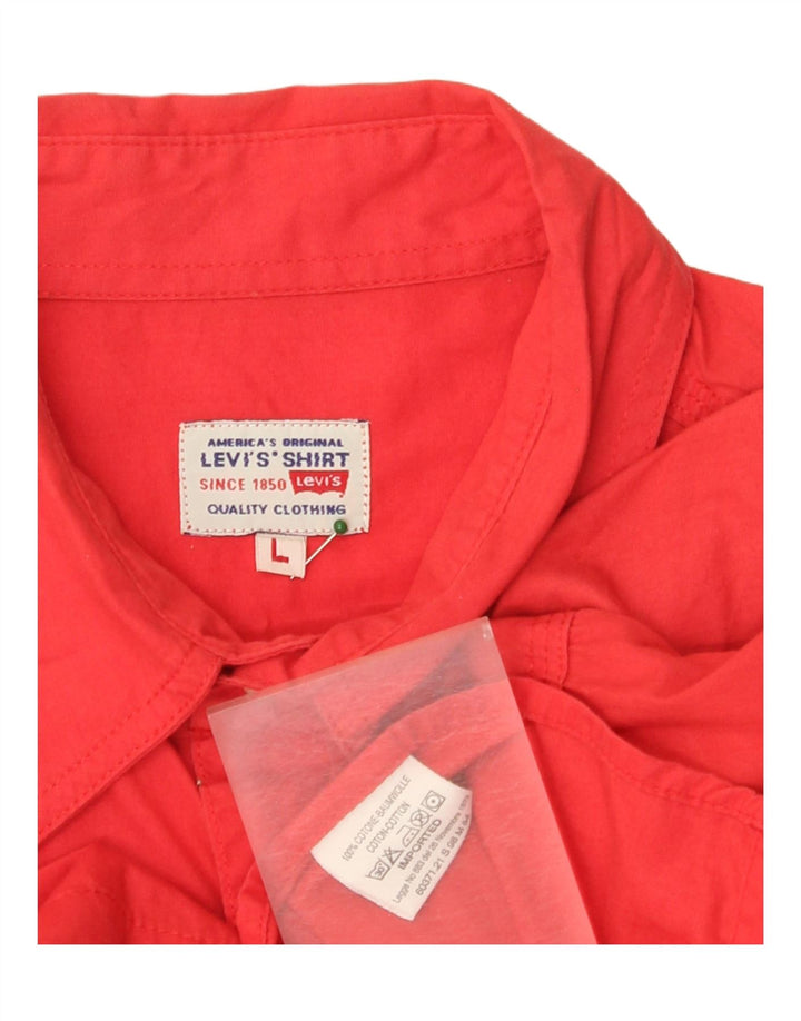 Levi's Camisa de manga corta para hombre de algodón rojo grande