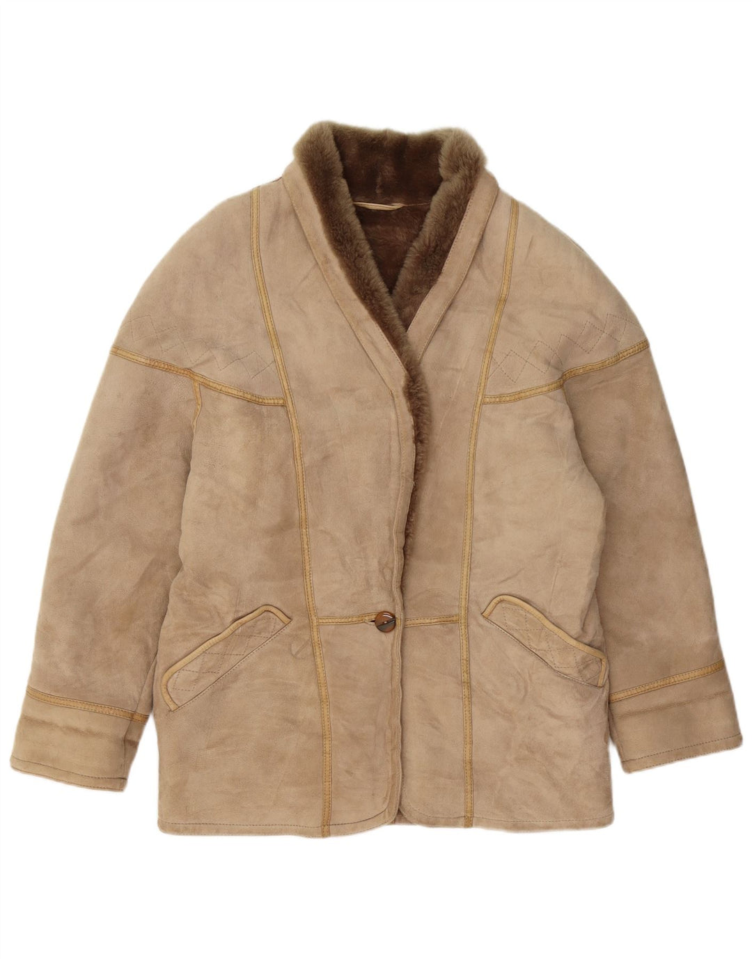 CONBIPEL Chaqueta de piel de oveja para mujer UK 46 Large Beige Shearling