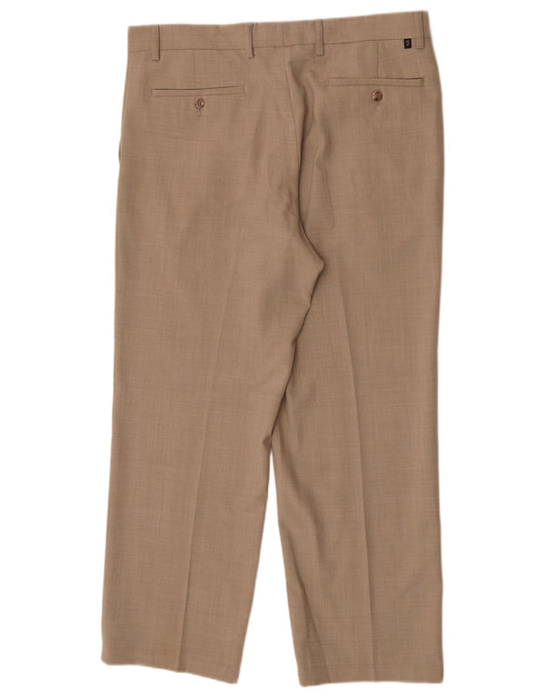 Pantalón De Traje Recto Farah Hombre W36 L29 Poliéster Beige