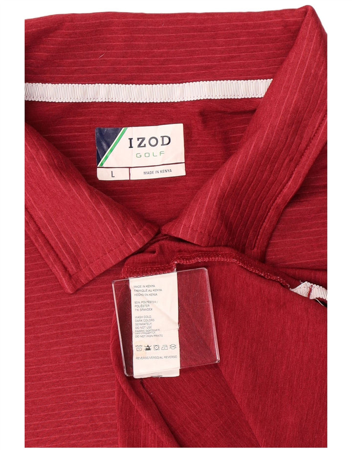 Izod Polo de golf para hombre Poliéster a rayas rojas grandes