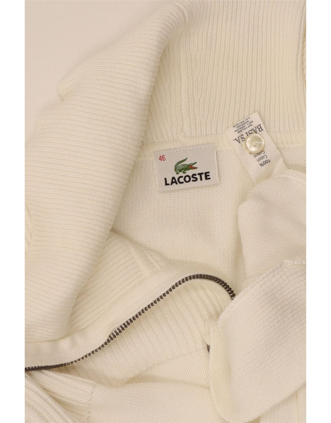 LACOSTE Cárdigan para mujer Talla 46 XL Algodón blanco