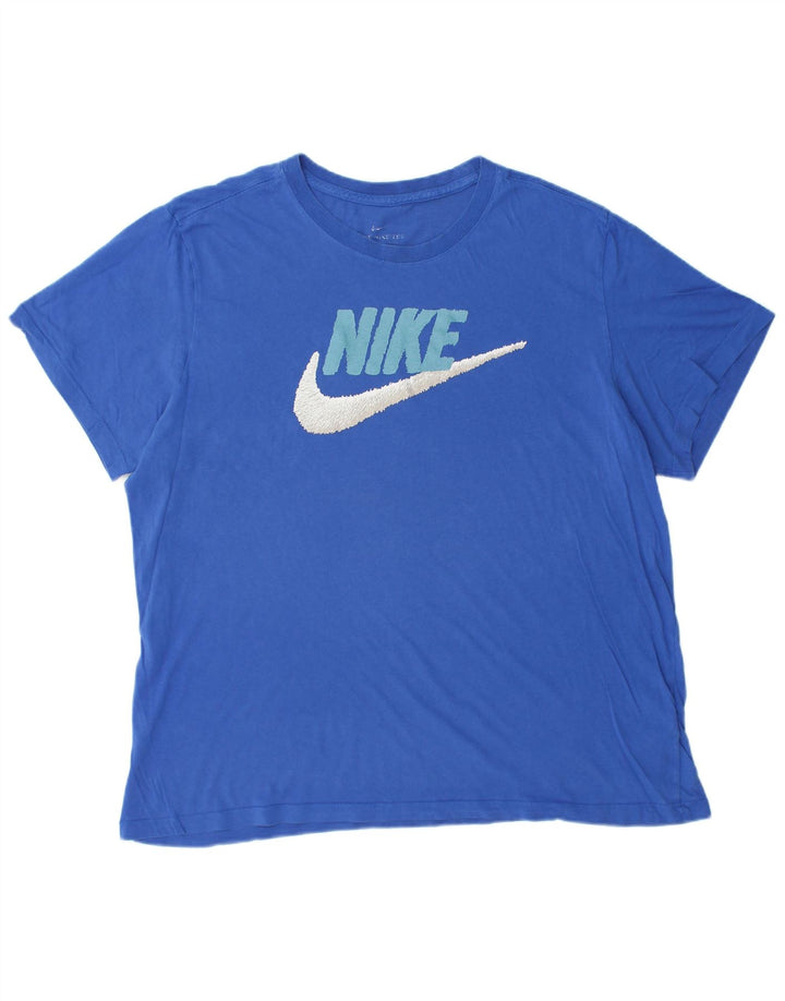 NIKE Camiseta gráfica para hombre Top XL Algodón azul
