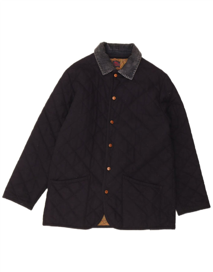 ETRO Mens Quilted Jacket UK 38 Medium Navy Blue Cotton