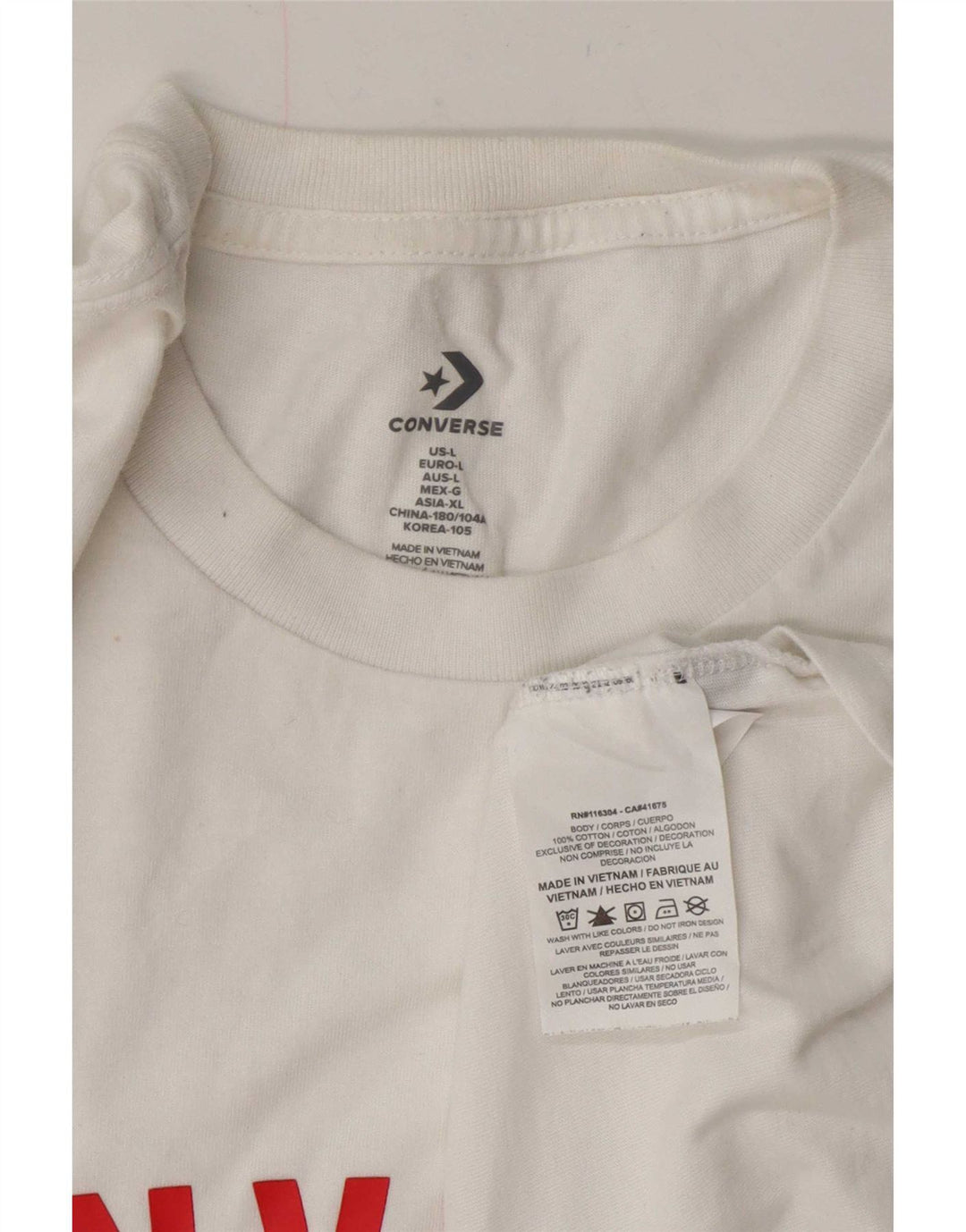 Converse - Camiseta gráfica para hombre, talla grande, algodón blanco