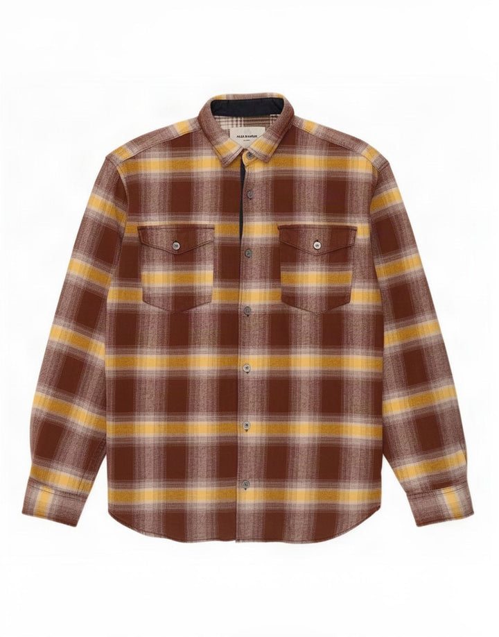 Jack & Jones Hombre Camisa De Franela De Algodón A Cuadros Marrón Medio