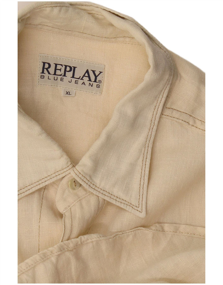 Replay Camisa Manga Corta Hombre XL Beige
