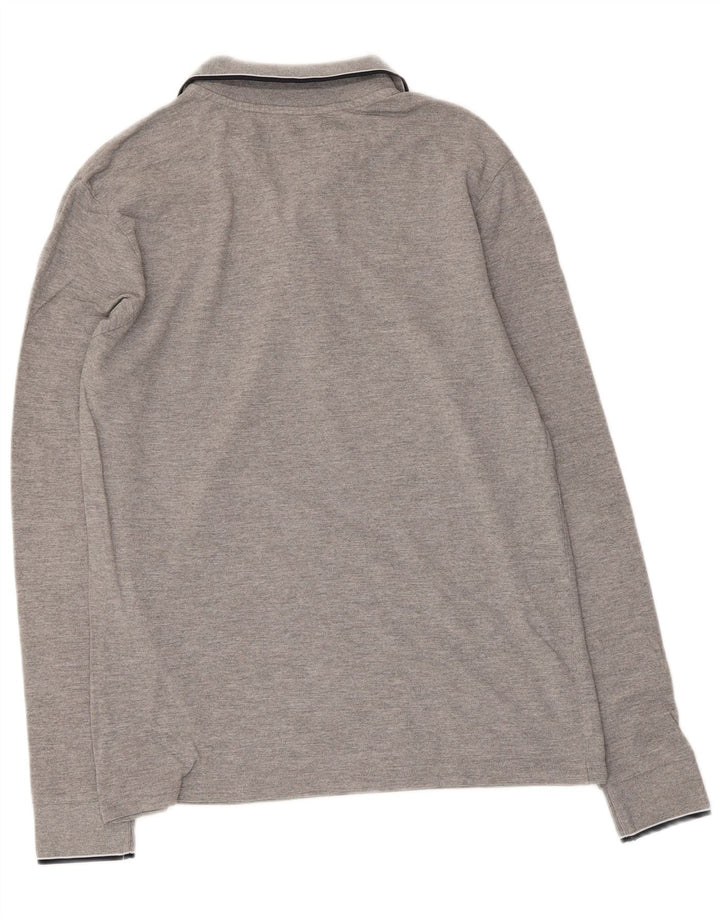KAPPA Polo de manga larga para hombre de algodón moteado gris medio