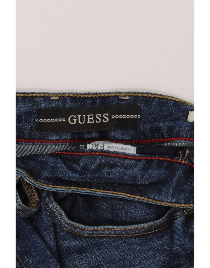 Guess Vaqueros rectos ajustados desgastados para hombre W33 L32 Azul
