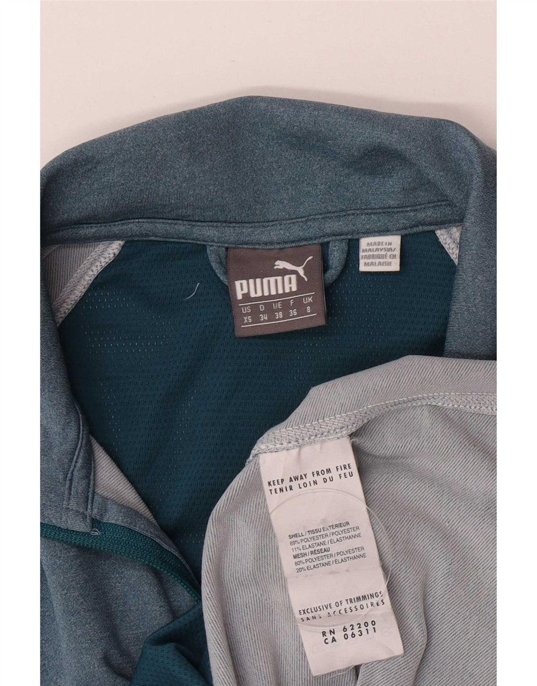 Puma Mujer Chándal Top Chaqueta UK 8 Pequeño Azul Colorblock Poliéster