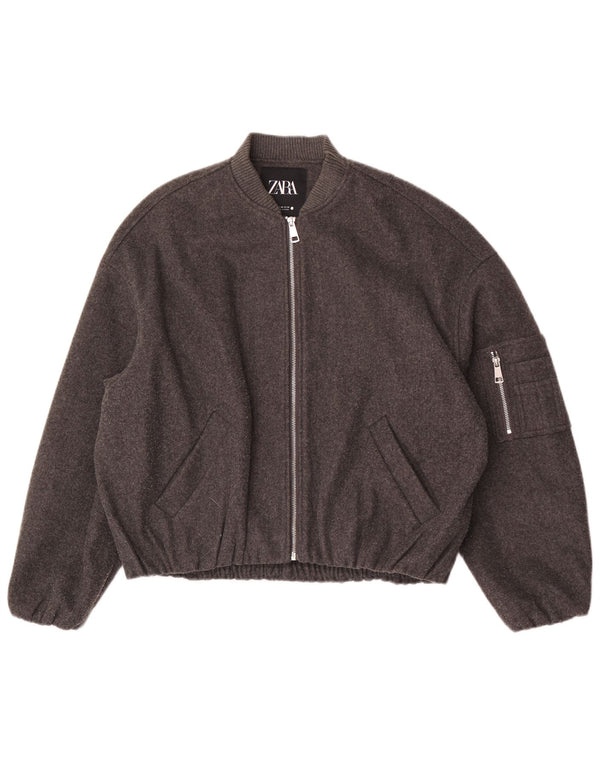 Zara Mujer Chaqueta Bomber Extragrande UK 6 2XS Poliéster Gris