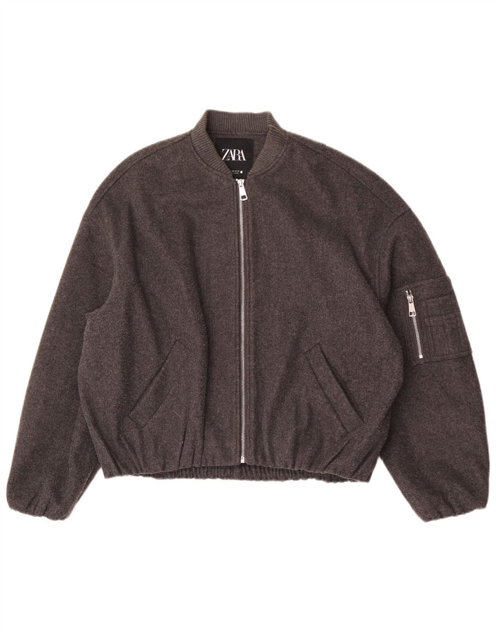 Zara Mujer Chaqueta Bomber Extragrande UK 6 2XS Poliéster Gris