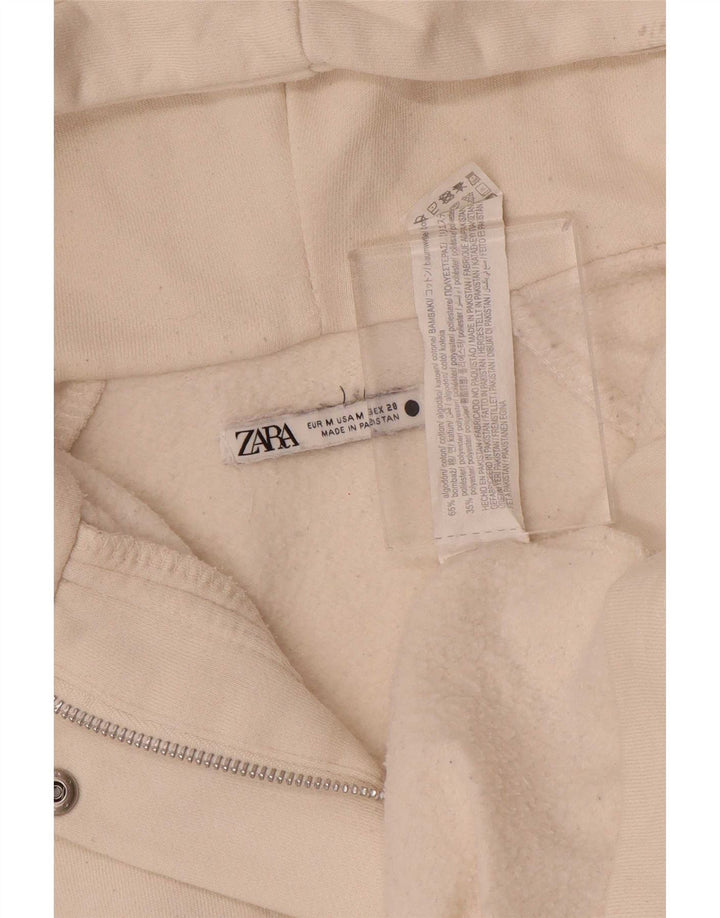 Zara Jersey con capucha extragrande para mujer UK 14 Medium Off White Cotton