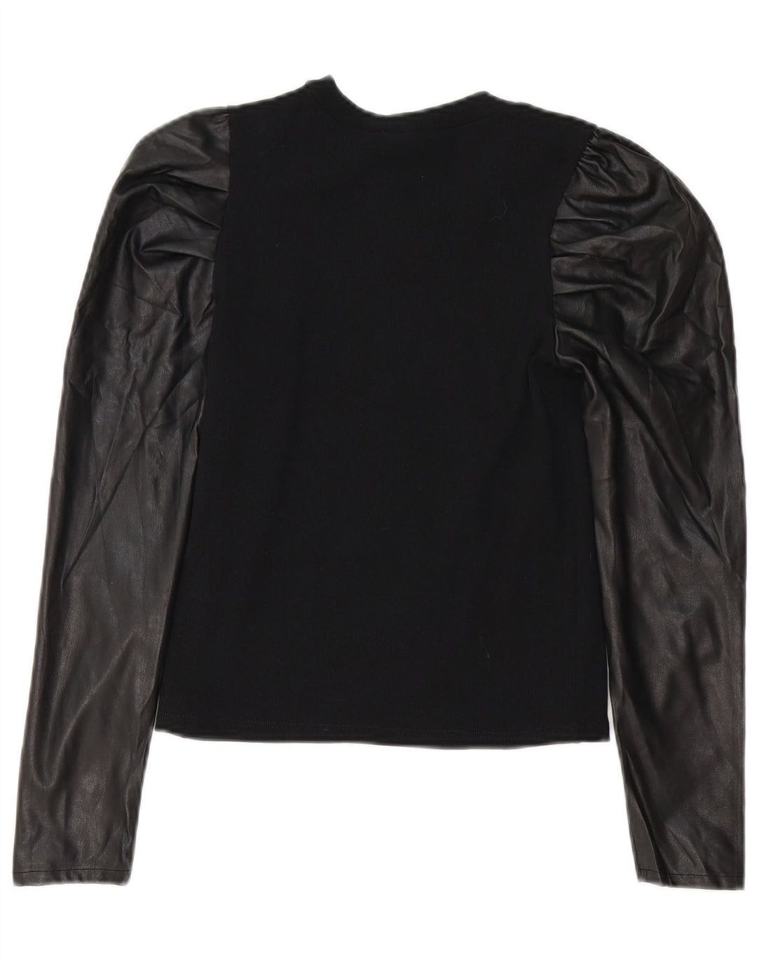Zara Mujer Blusa Manga Larga Top UK 42 Medio Negro Poliéster