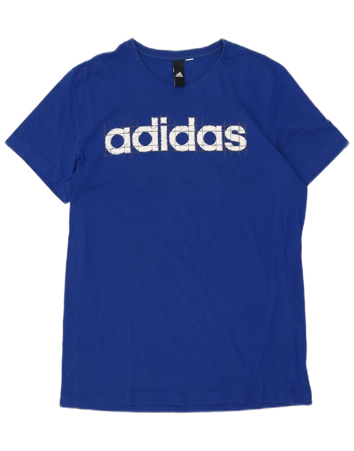 Adidas Hombre Camiseta Gráfica Top Azul Medio