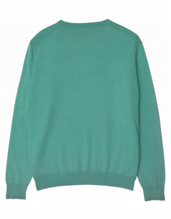 Gant Mens Boat Neck Jumper Sweater Large Turquoise Cotton