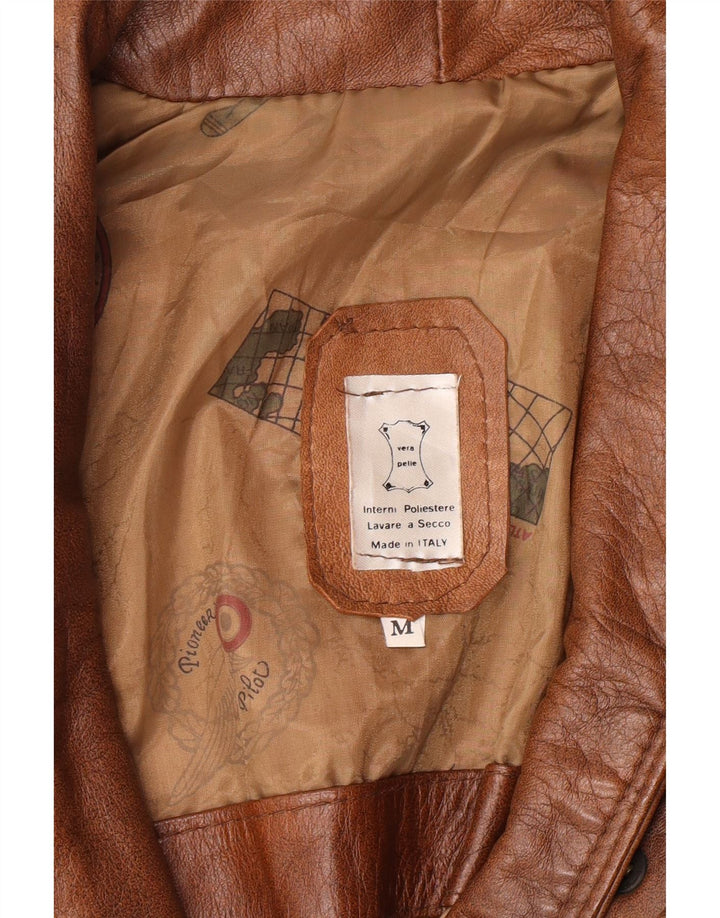 Vintage chaqueta de cuero para hombre Reino Unido 38 cuero marrón medio