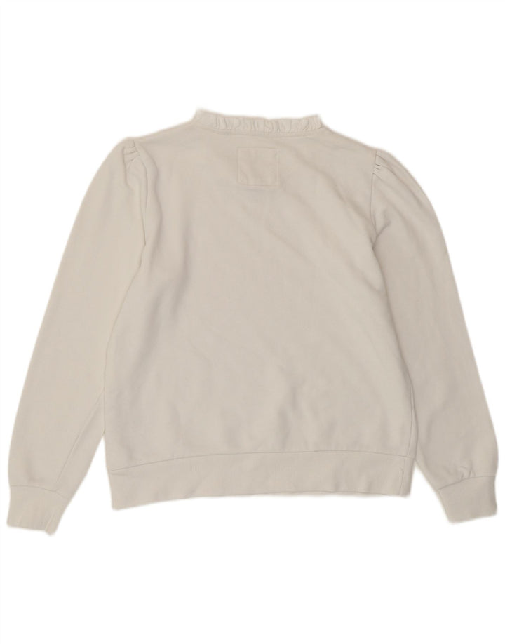 CREW CLOTHING Sudadera para mujer Jumper UK 12 Medium White Cotton