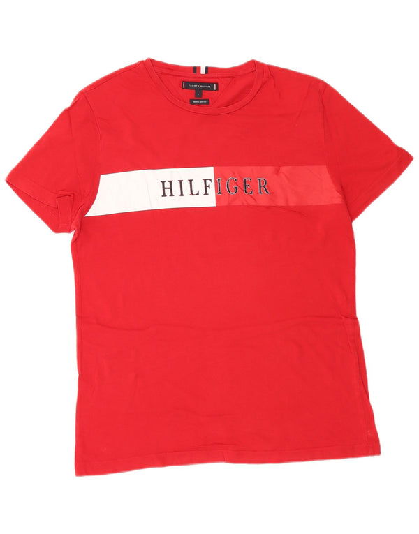 Tommy Hilfiger Hombre Camiseta Gráfica Top Grande Rojo Colorblock Algodón