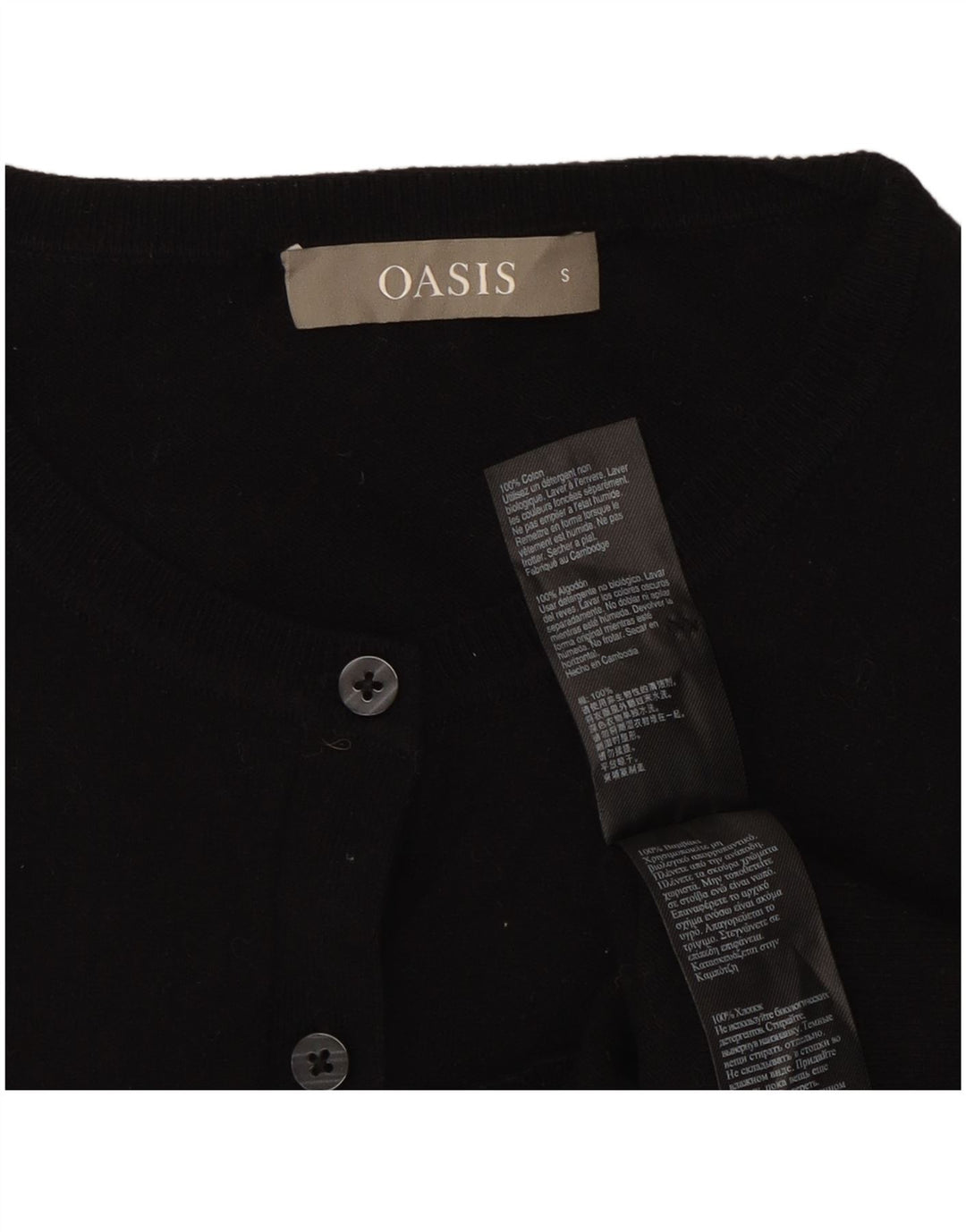 Oasis Suéter Cárdigan para Mujer UK 8 Small Algodón Negro
