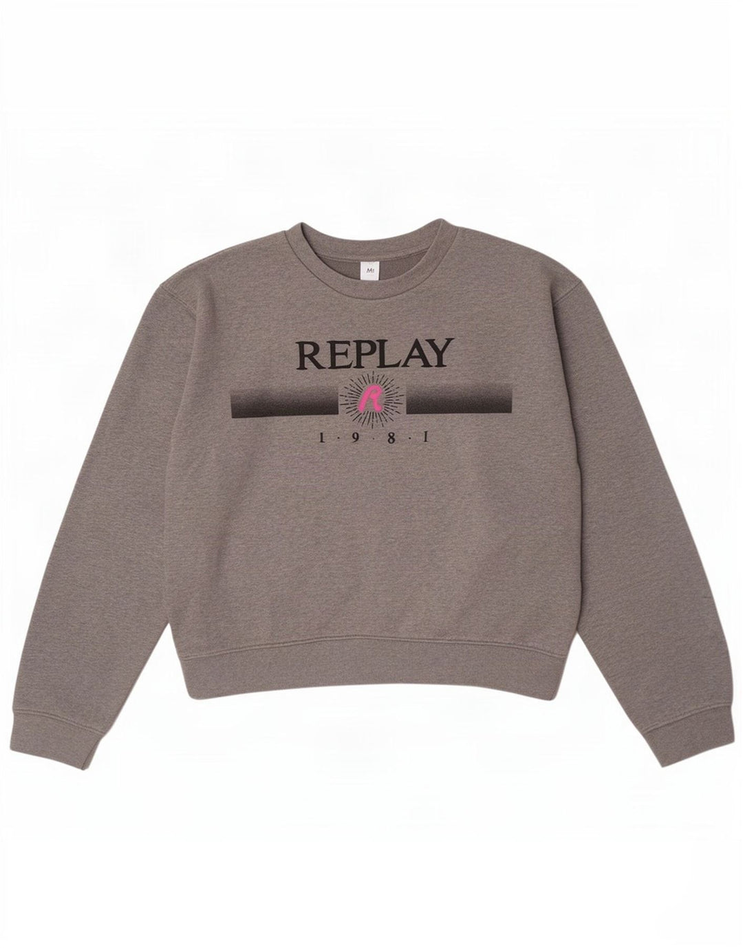 Replay - Sudadera con gráfico corto para mujer, talla 44, color gris medio moteado