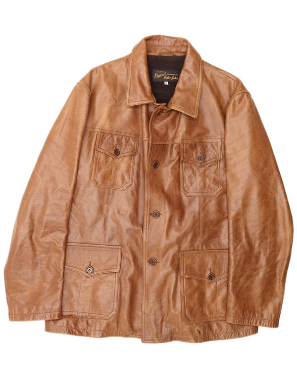Stewart Chaqueta de cuero para hombre UK 42 XL Cuero marrón