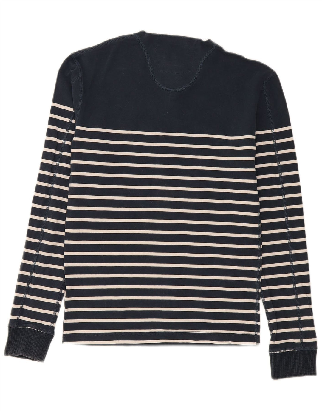 Superdry Hombre Regular Top Manga Larga Algodón A Rayas Azul Marino Medio