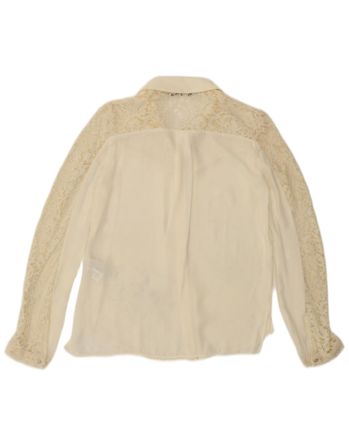 Camisa Blusa de Mujer Zara UK 6 XS Blanco Roto Poliéster