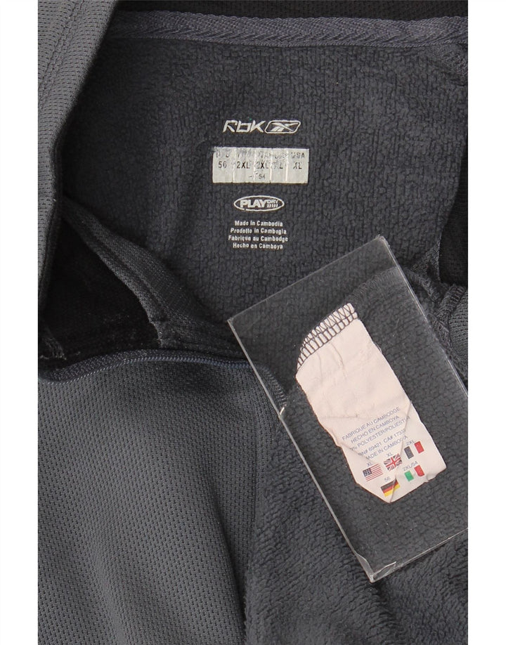 Reebok - Sudadera con cuello y cremallera para hombre, talla 2XL, color gris, poliéster
