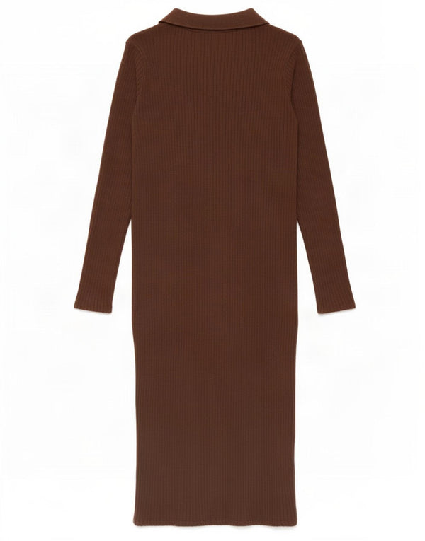 Zara Vestido estilo jersey de manga larga para mujer UK 42 Algodón marrón medio