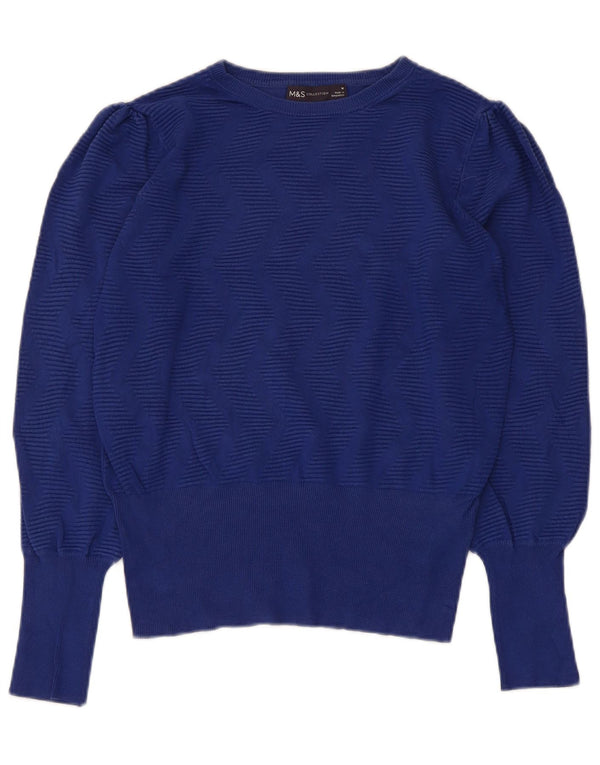 Marks & Spencer suéter con cuello barco para mujer, talla 40, talla M, azul marino
