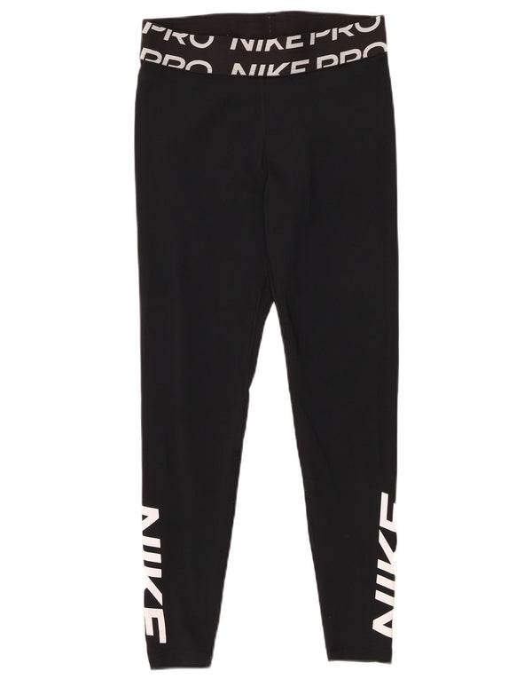 NIKE Leggings gráficos Dri Fit para mujer UK 12 Mediano Negro Poliéster