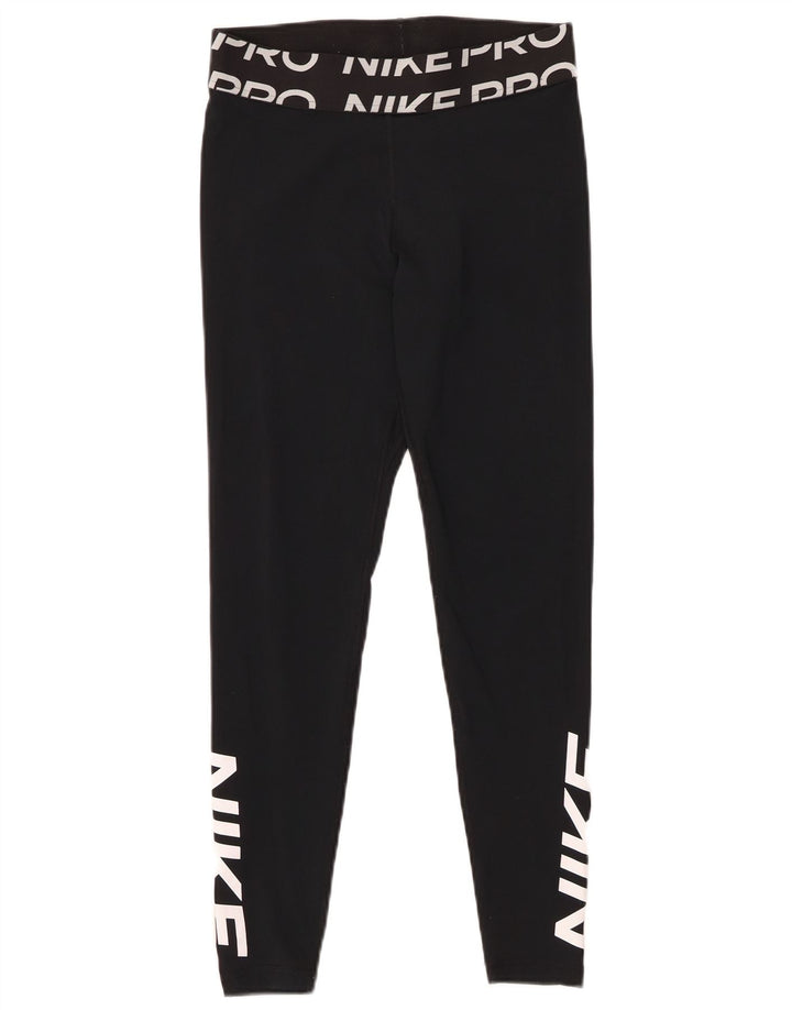NIKE Leggings gráficos Dri Fit para mujer UK 12 Mediano Negro Poliéster