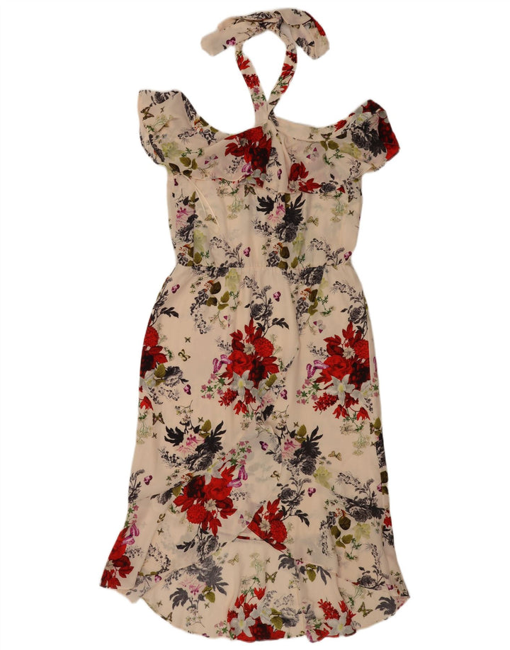 Oasis Vestido Halter para Mujer UK 40 Mediano Blanco Roto Poliéster Floral