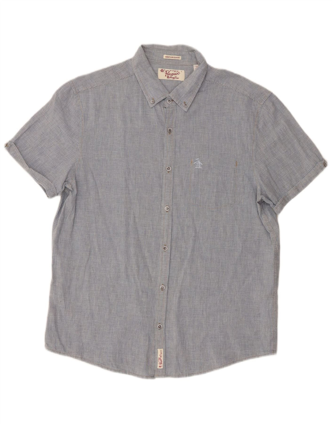 Penguin - Camisa de manga corta para hombre, corte entallado, color azul grande
