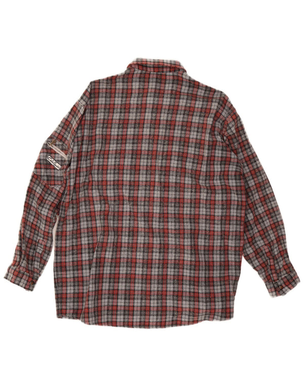 Camisa de franela vintage para hombre con cuadros rojos grandes