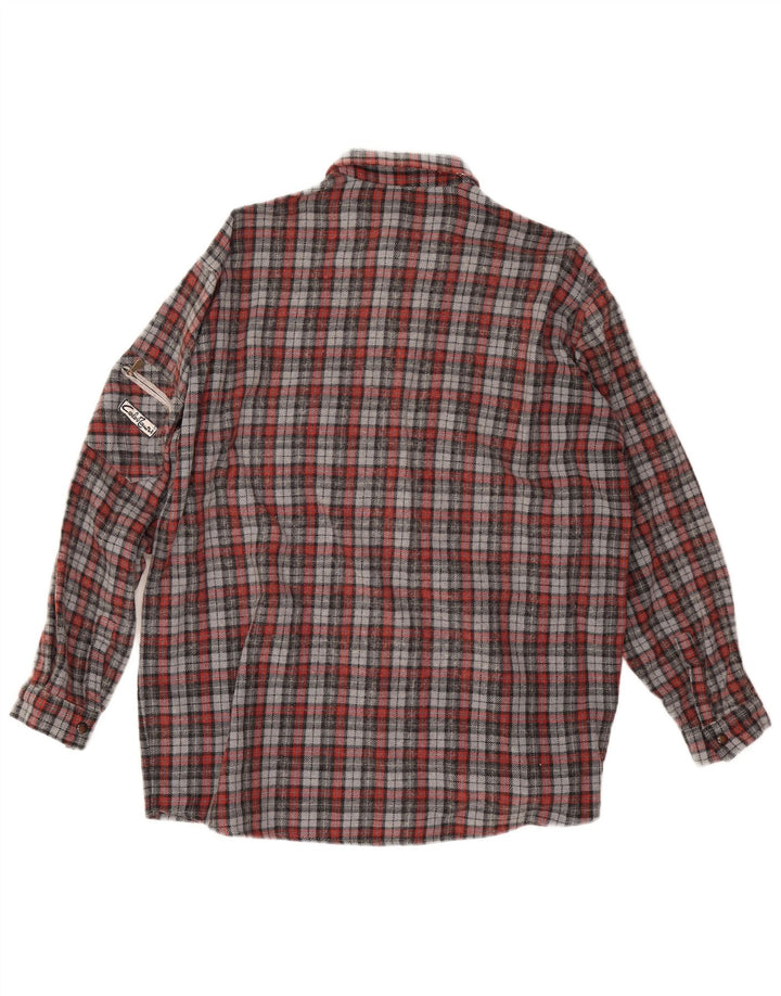 Camisa de franela vintage para hombre con cuadros rojos grandes