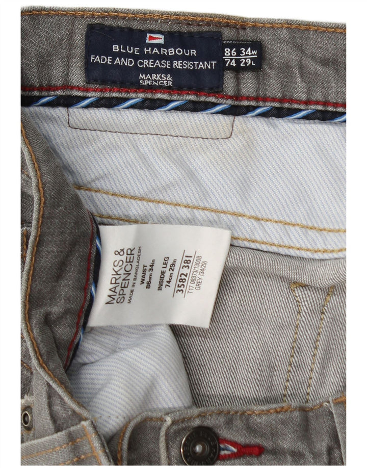 Marks & Spencer Vaqueros rectos azules Harbor para hombre W34 L29 Algodón gris
