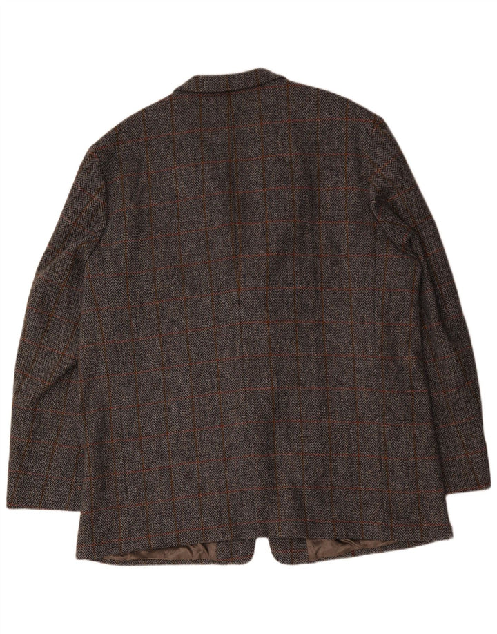 Walbusch Chaqueta tipo blazer de 2 botones para hombre UK 44 2XL Lana a cuadros gris