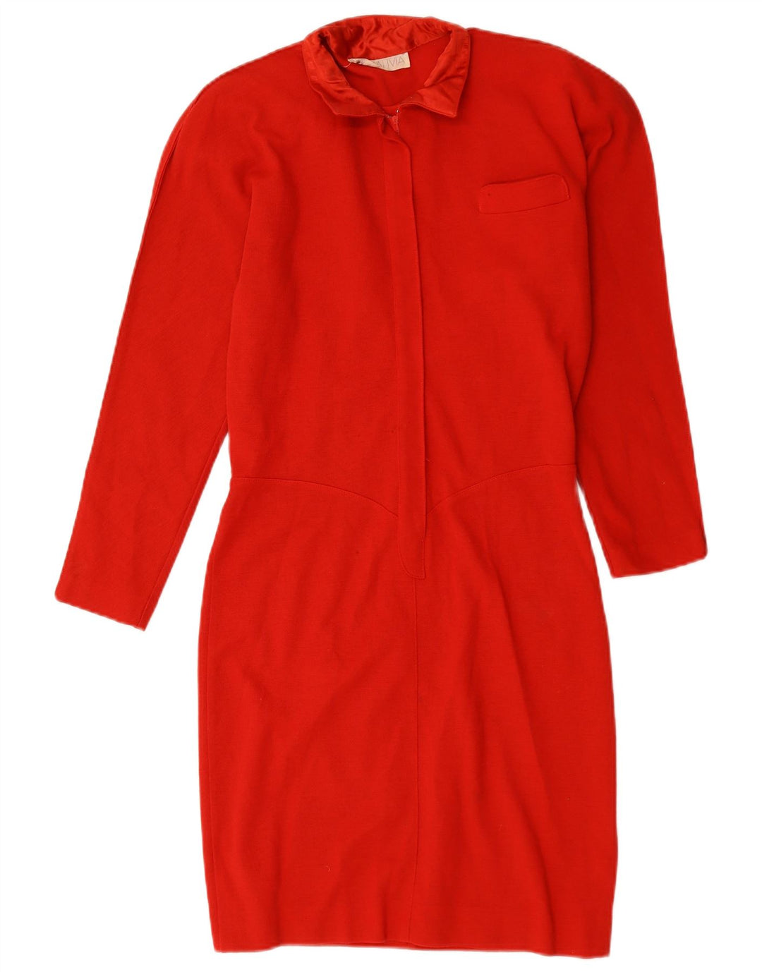 Vintage mujer manga larga vestido vestido Reino Unido 14 rojo medio