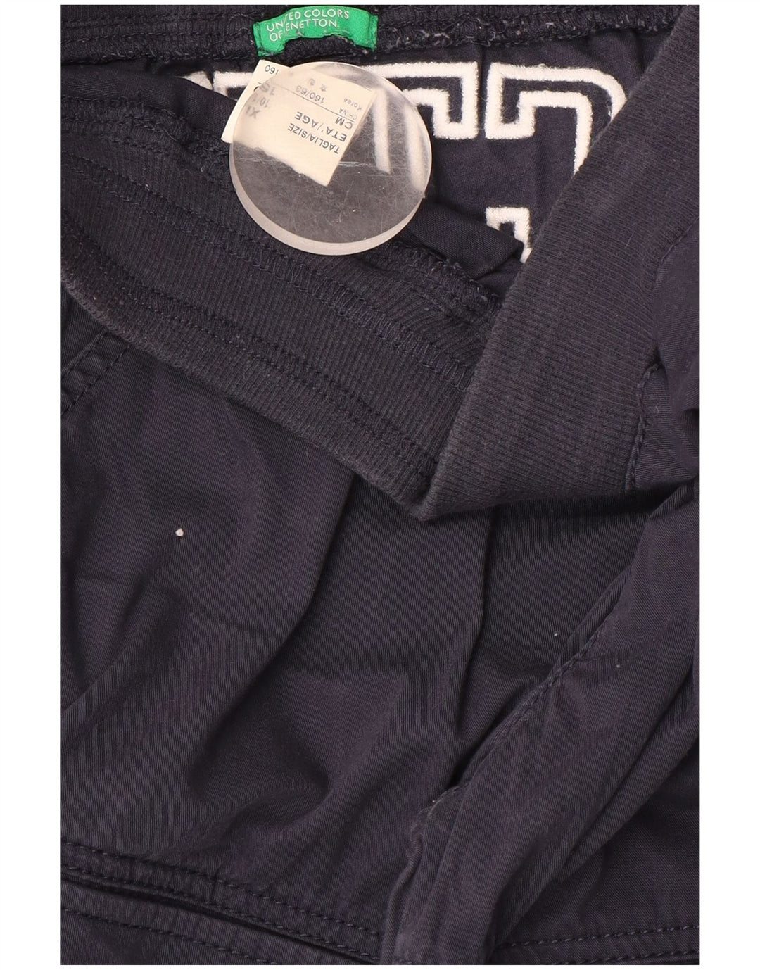 BENETTON Pantalones cargo gráficos para niños 10-11 años XL W28 L18 Azul marino